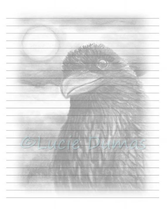 Digital Printable Journal writing lined Page Bird 64 Crow | Etsy