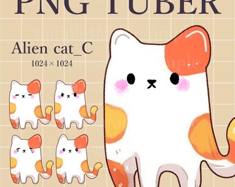 Chibi Alien Cat PNGTuber-avatar: klaar voor gebruik (digitale download)