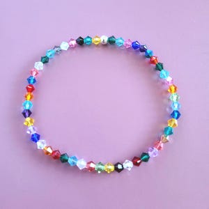 AUSTRIAN Crystal Beaded Bracelet for Birthday Present Blue Jewelry Purple Accent Crystal Piece Handmade Accessory Gift Idea for Her Special