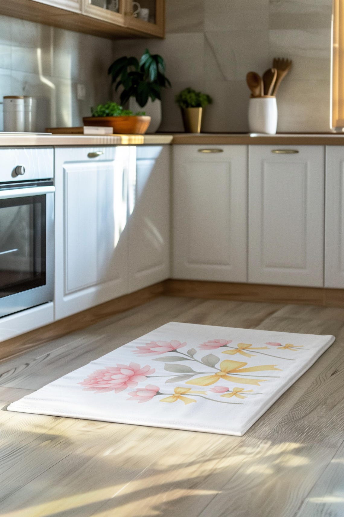 Coquette Rug Coquette Floral Area Rug With Pink Peonies & Butter Yellow Bows, Soft ...