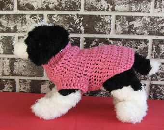 Pink dog sweater, medium dog sweater, large dog sweater, crochet dog sweater, classic dog sweater