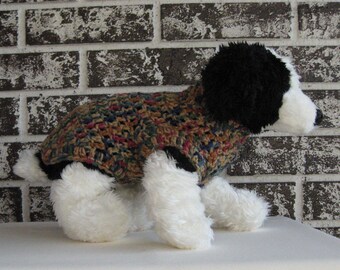 Dog sweater, xs dog sweater, sm dog sweater, dog sweater in tan/blue/rose multicolor