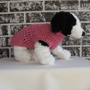 Pink dog sweater, xs dog sweater, small pet sweater,crochet pet sweater, classic dog sweater