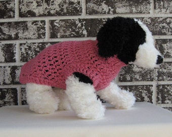 Pink dog sweater, xs dog sweater, small pet sweater,crochet pet sweater, classic dog sweater