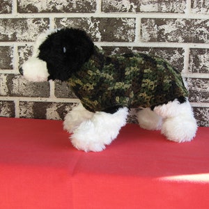 Dog sweater in camoflage, med dog sweater, large dog sweater, camo dog sweater, crochet dog sweater. image 1