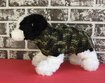 Dog sweater in camoflage, med dog sweater, large dog sweater, camo dog sweater, crochet dog sweater.