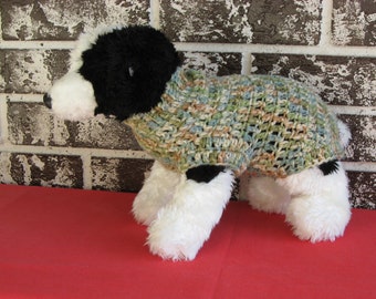 Dog sweater, med. dog sweater, large dog sweater, classic dog sweater, blue-green multicolor dog sweater