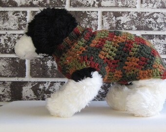 Fall colors dog sweater, xs dog sweater, small dog sweater, crochet dog sweater