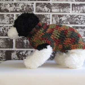 Fall colors dog sweater, xs dog sweater, small dog sweater, crochet dog sweater image 1