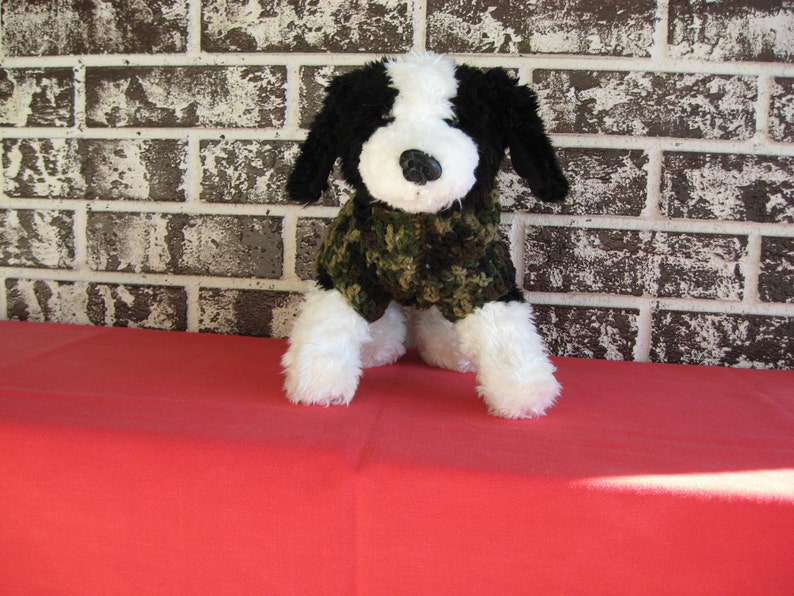 Dog sweater in camoflage, med dog sweater, large dog sweater, camo dog sweater, crochet dog sweater. image 2