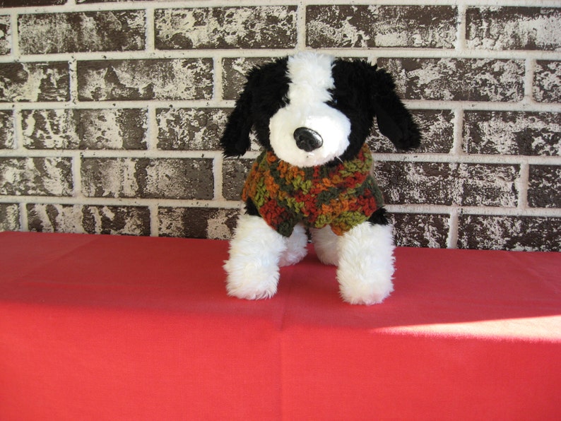 Fall colors dog sweater, xs dog sweater, small dog sweater, crochet dog sweater image 2