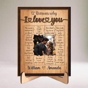 Personalized Photo Couple Wooden Sign, Personalized Anniversary Gift, Custom 2-Layered Wooden Plaque, Gift for Couple, Boyfriend Girlfriend