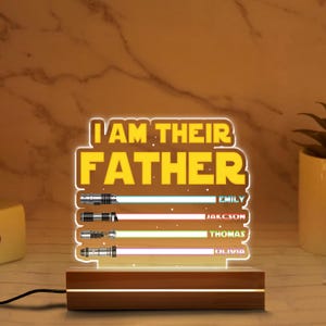 I Am Their Father Acrylic Night Light – Personalized Gift for Dad – Custom Name Lamp – Happy Father’s Day or Birthday Gift for Him