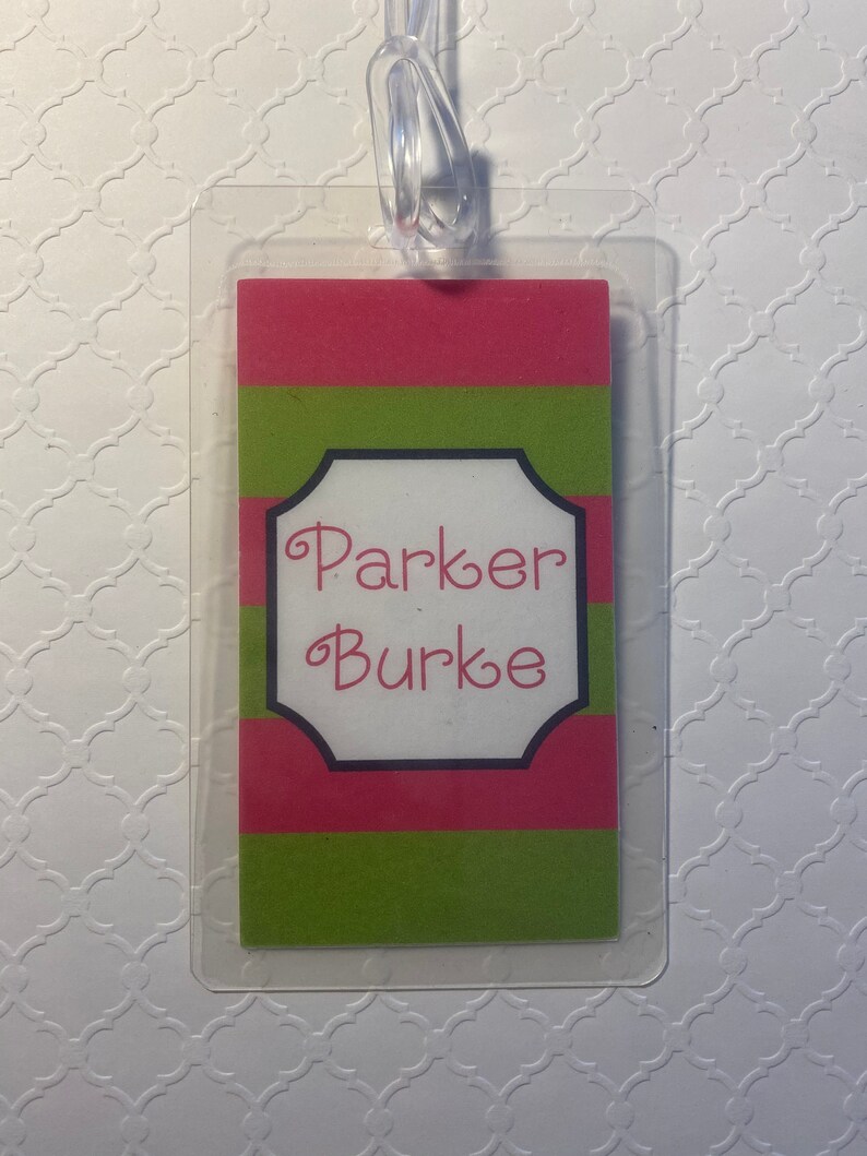 Striped Personalized Laminated Bag/luggage Tags Etsy