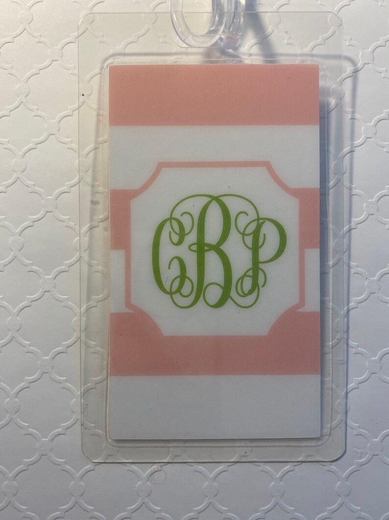 Striped Personalized Laminated Bag/luggage Tags Etsy