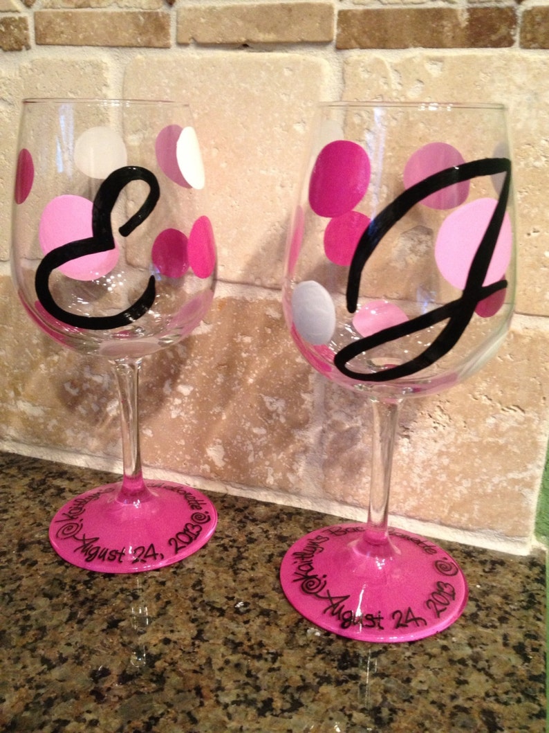 Hand Painted Personalized Wine Glasses for Bachelorette Party Etsy
