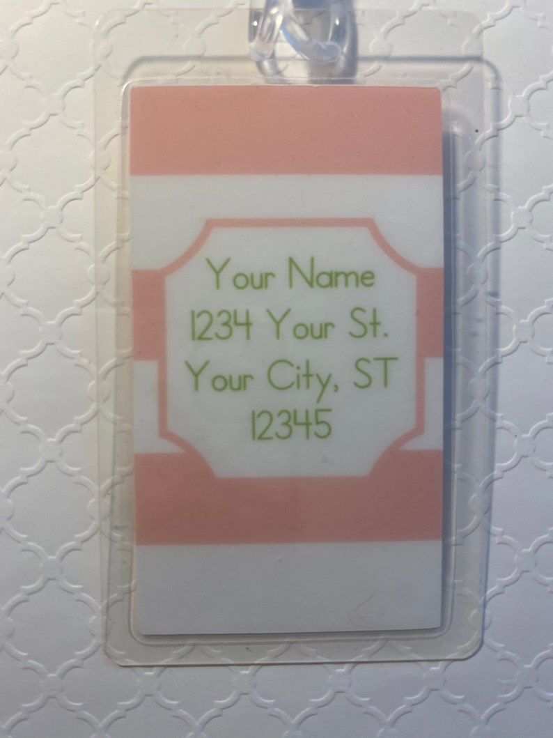 Striped Personalized Laminated Bag/luggage Tags Etsy