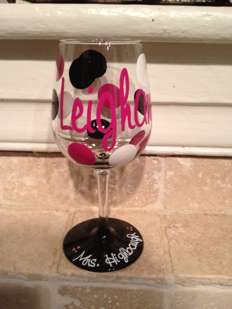 Handpainted and Personalized Wine Glasses for Wedding Party Etsy