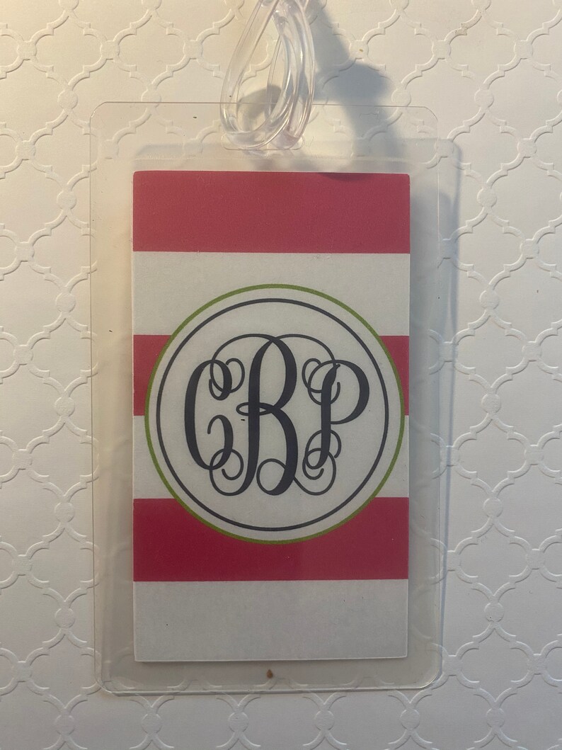 Striped Personalized Laminated Bag/luggage Tags Etsy