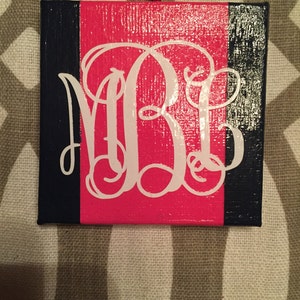 Monogrammed Painted Canvas Christmas Ornament