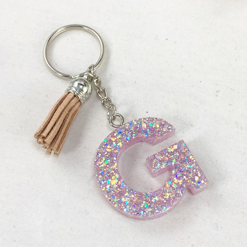 Letter G Custom Glitter Keychain Initial with Tassel Etsy