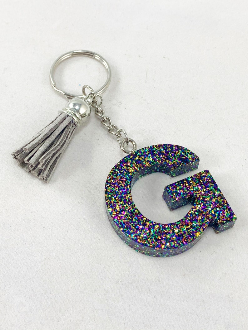 Letter G Custom Glitter Keychain Initial with Tassel Etsy