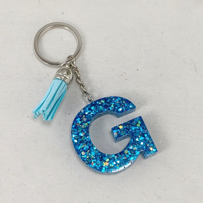 Letter G Custom Glitter Keychain Initial with Tassel Etsy