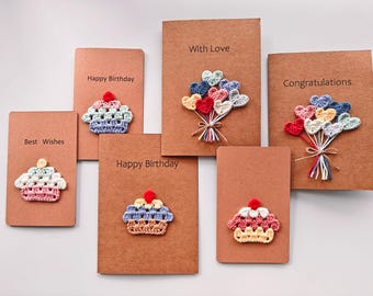 Handmade Crochet Greeting Card: Birthday, Congratulations - Customizable