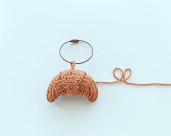 Mini Croissant Charm Bag Accessory Keychain Handmade Crochet