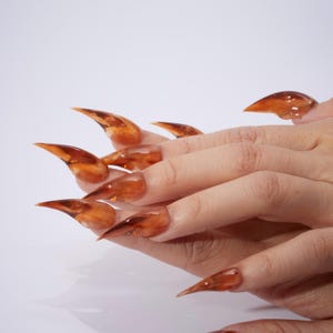 Amber Dragon Claw Press-On Nails | Rapture Claw | Fox Nails | 3D Werewolf Nails | Cat Nails | Eagle Claw Nails | Animal Nails | Witch Nails