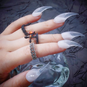 White Dragon Claw Press-On Nails | Werewolf Nails | Acrylic Nails | Goth Nails | Fox Nails | Cat Nails | Eagle Claw Nails | Animal Nails