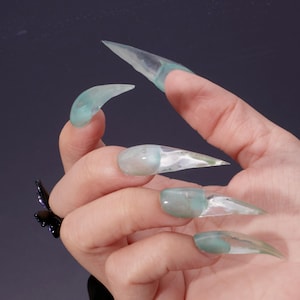 Icy Green Dragon Claw Press-On Nails | Rapture Claw | Fox Nails | Y2K Alt Claw Nails | Cat Nails | Eagle Claw Nails | Animal Nail