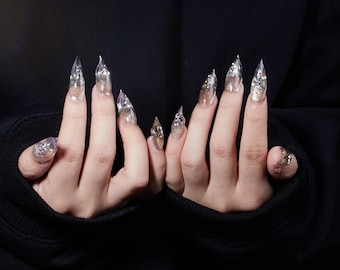 Gold Cat Eye Dragon Claw Press-On Nails | Acrylic Nails | Fox Nails | Cat Nails | Eagle Claw Nails | Bridal Nails | 3D Dragon Claw Nails