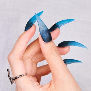 Navy Black Dragon Claw Press-On Nails| Gothic 3D Fantasy Nail Art | Fox Nails | Werewolf Nails | Cat Nails | Eagle Claw Nails | Y2K Nails