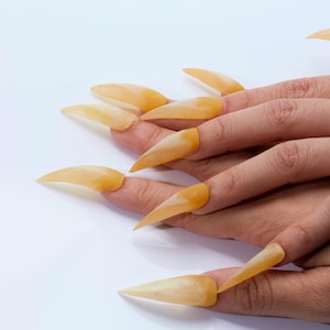 Yellow-White Gradient Dragon Claw Press On Nails | Talon Nails | Fox Nails | Vampire Nails | Cat Nails | Eagle Claw Nails | Werewolf Nails