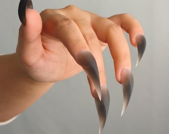 Matte Black Dragon Claw Press On Nails, Long Sharp Acrylic Claws, Gothic Fantasy Witch Nails, Dark Elegant Nail Set, Custom Nail Art