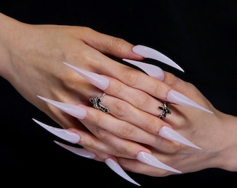Pink Fox Claw Press on Nails, Elegant Acrylic Sharp Nails - Etsy