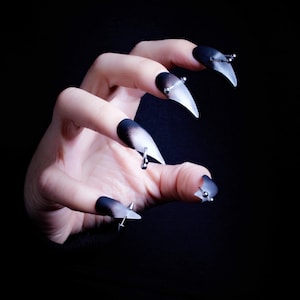 Black Ombré Spike Dragon Claw Press-On Nails | 3D Sharp Gothic Talons| Cat Nails | Eagle Claw Nails | Rapture Claw | Werewolf Nails