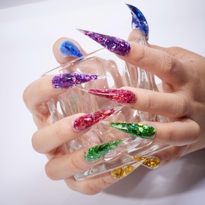 Multicolor Glitter Dragon Claw Press-On Nails | Rapture Claw | Fox Nails | Vampire Nails | Cat Nails | Eagle Claw Nails | Horror Nails