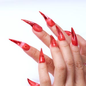3D Icy Red Dragon Claw Press-On Nails | Vampire Nails| Fox Nails | Gothic Claw Nails | Cat Nails | Eagle Claw Nails | Werewolf Nails