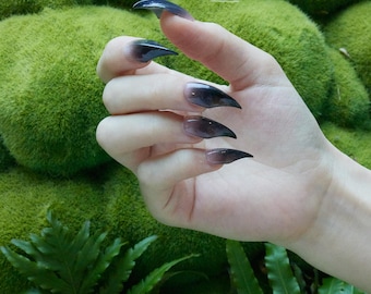 Black Ombré Claw Press On Nails | Handmade Gothic Nail Set | Werewolf Nails | Acrylic Nails| Horror Nails | Rapture Claw | Vampire Nails