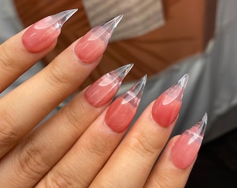 Pink Jelly Claw Press On Nails, Extra Long Stiletto Fake Nails, Cat Claw Nails, Acrylic Claw Nails, Werewolf Claw Nails, Cosplay Party Nails