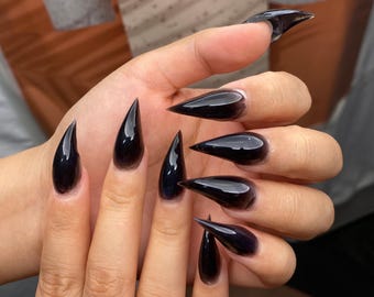 Black Claw Press On Nails, Gothic Vampire Claw Nail, Extra Long Glossy Stiletto Claw Nails, Rapture Claw, Werewolf Nails, Werewolf Nails