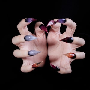 Amber Dragon Claw Press-On Nails | Werewolf Nails | Sparkling Gothic Nails | Fox Nails | 3D Dragon Claw Nails | Cat Nails | Eagle Claw Nails