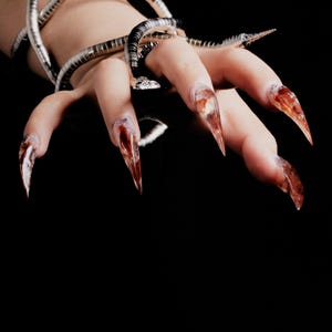 Gothic Dragon Claw Press-On Nails | 3D Sharp Black Talons | Eagle Claw Nails | Acrylic Press-On Nail | Werewolf Nails | Horror Nails