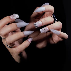 3D Floral Dragon Claw Press-On Nails | Botanical Sharp Talons | Fox Nails | Werewolf Nails | Acrylic Nails | Goth Nails | Eagle Claw Nails