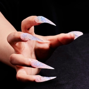 Icy Seaweed Dragon Claw Press-On Nails | 3D Ocean Nail Art | Edgy Fox And Demon Nails | Cat Nails | Animal Claw Nails | Dragon Claw