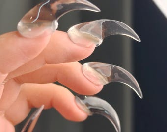 Black Icy Gradient Eagle Claw Press On Nails | Vampire Claw Nails | Fox Nails | 3D Dragon Claw Nails | Cat Nails | Anime Claw Nails