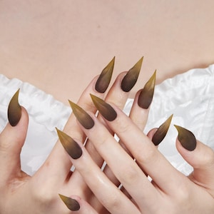 Olive Black Ombre Claw Nails | Handmade Gothic Forest Nail | Dark Fantasy Talons | Vampire Nails | Werewolf Nails | Whimsical Nails