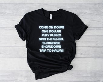 Game Show Fan Unisex Tee, Bob Barker Drew Carey Spin the Wheel Plinko Gift, Television Host Tee, Retro TV Show Shirt